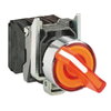 Illuminated selector switch, Harmony XB4, metal, orange handle, 22mm, universal LED, 2 positions, 1NO + 1NC, 110...120V AC