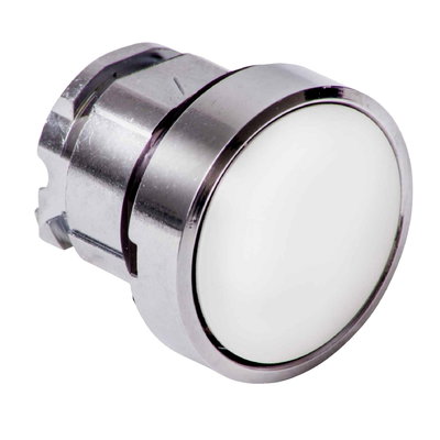 White flush pushbutton head Ø22 push-push unmarked