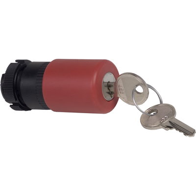Red Ø30 Emergency stop, switching off head trigger and latching key release