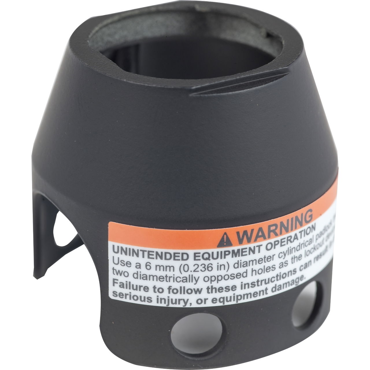Black metal padlockable guard for Ø40 mushroom head