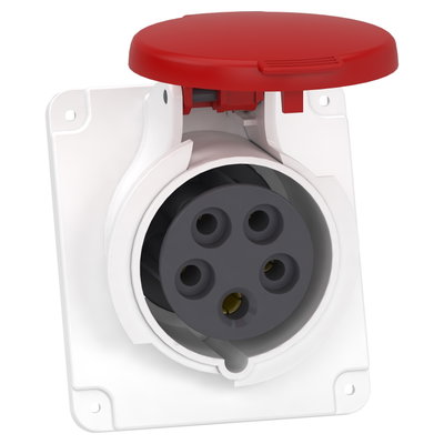 PratiKa socket - fast - angled - 16A - 3P + N + E - 380...415 V AC - panel