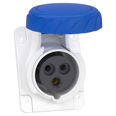 PratiKa socket - fast - angled - 16A - 2P + E - 200...250 V AC - panel