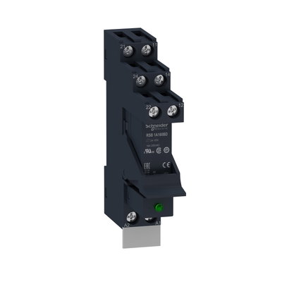 Harmony, Interface plug-in relay pre-assembled, 16 A, 1 CO, with LED, with protection circuit, 24 V DC