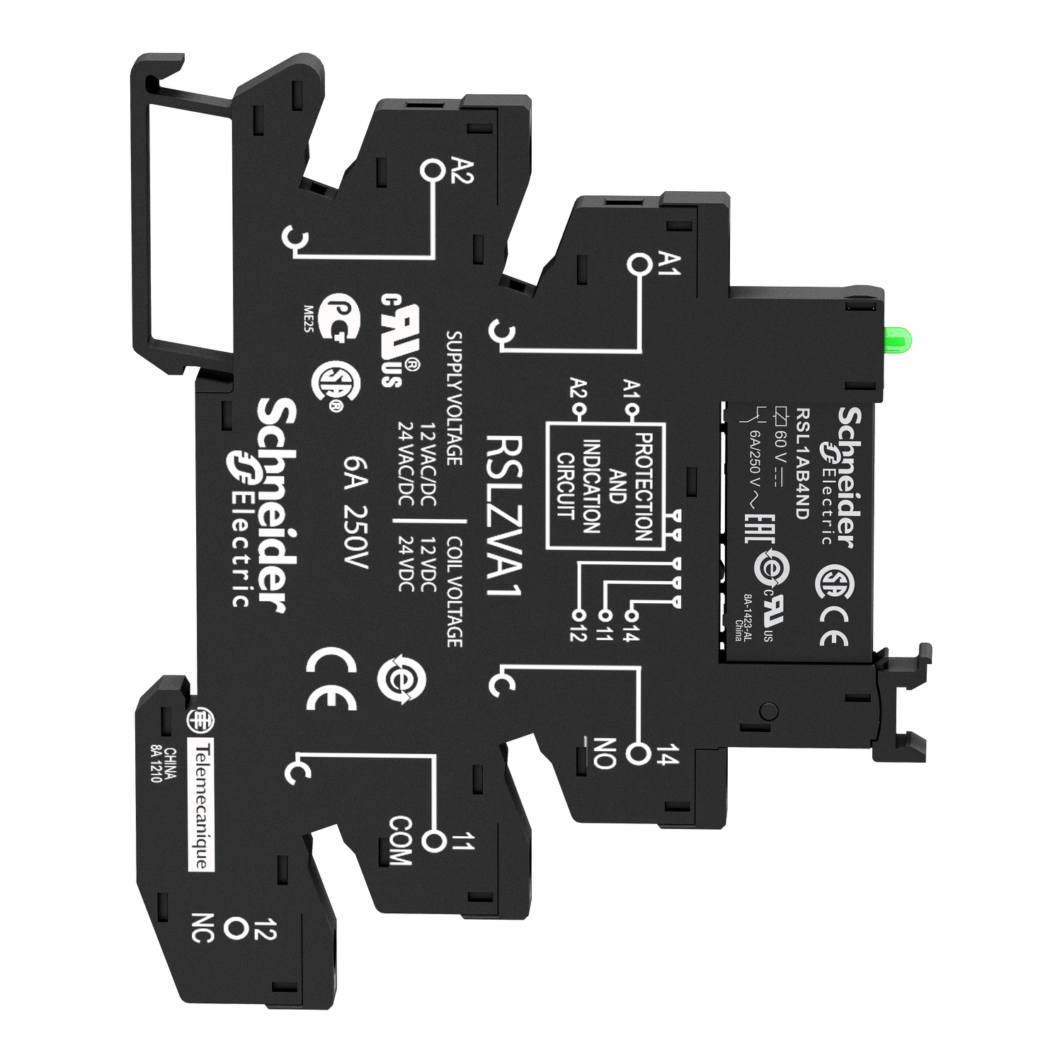 Slim interface relay pre-assembled, 6 A, 1 CO, LED, protection module, spring terminal, 24 V AC – Image 6 of 10