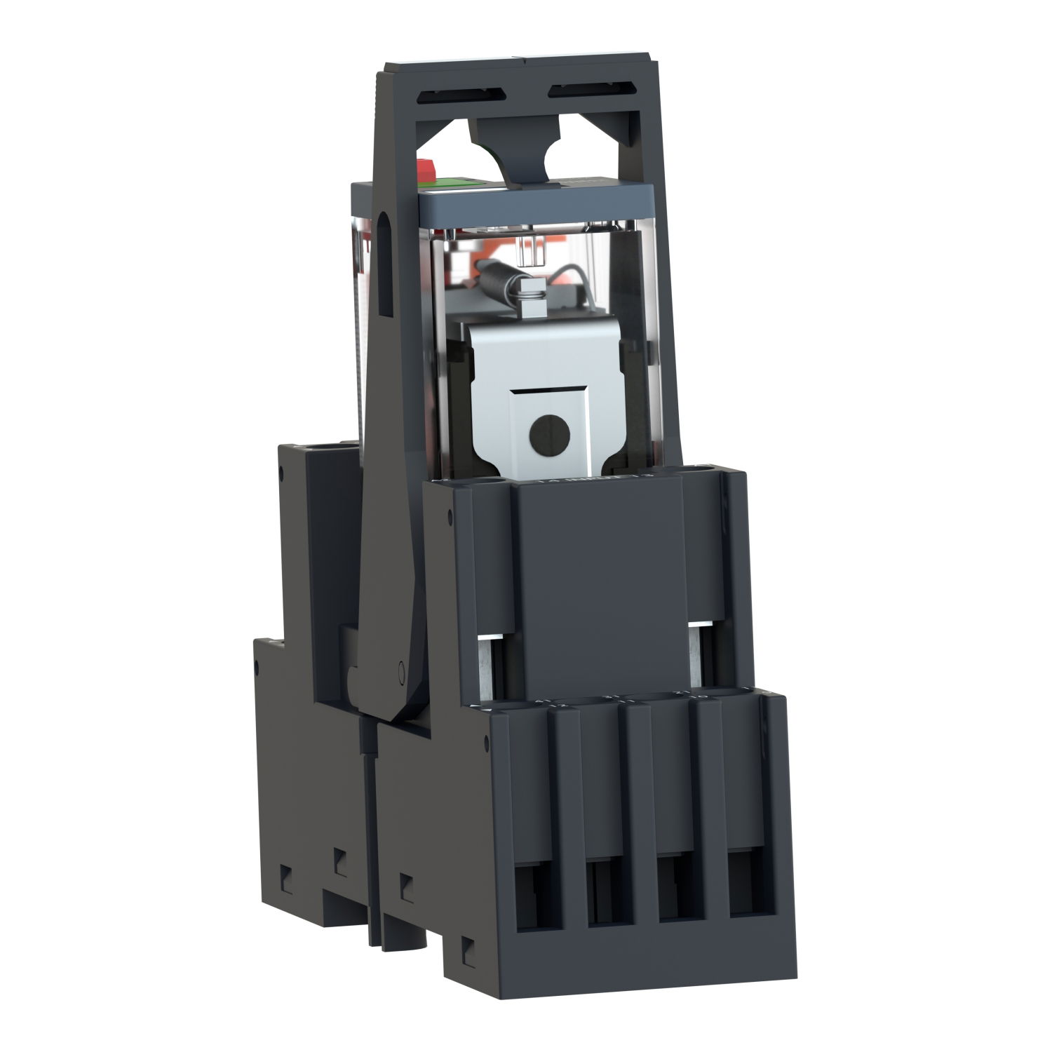 Harmony, Miniature plug-in relay pre-assembled, 6 A, 4 CO, with LED, with lockable test button, mixed terminals socket, 24 V AC – Image 3 of 10