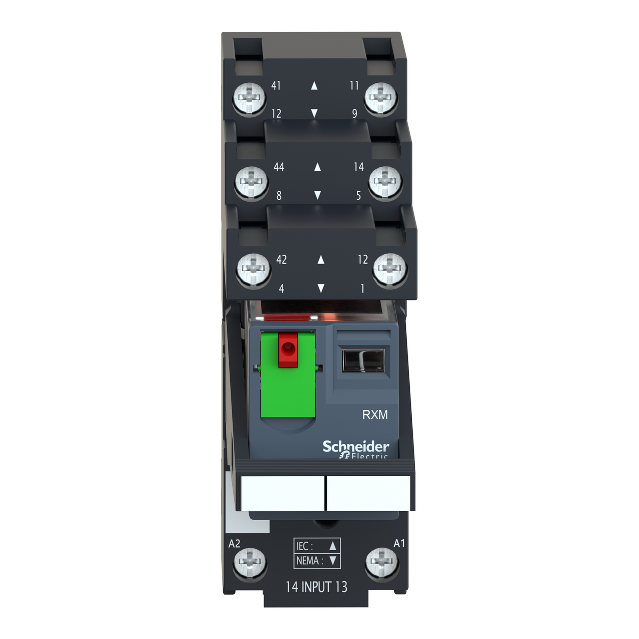 Harmony, Miniature plug-in relay pre-assembled, 12 A, 2 CO, with LED, with lockable test button, separate terminals socket, 24 V AC – Image 4 of 10