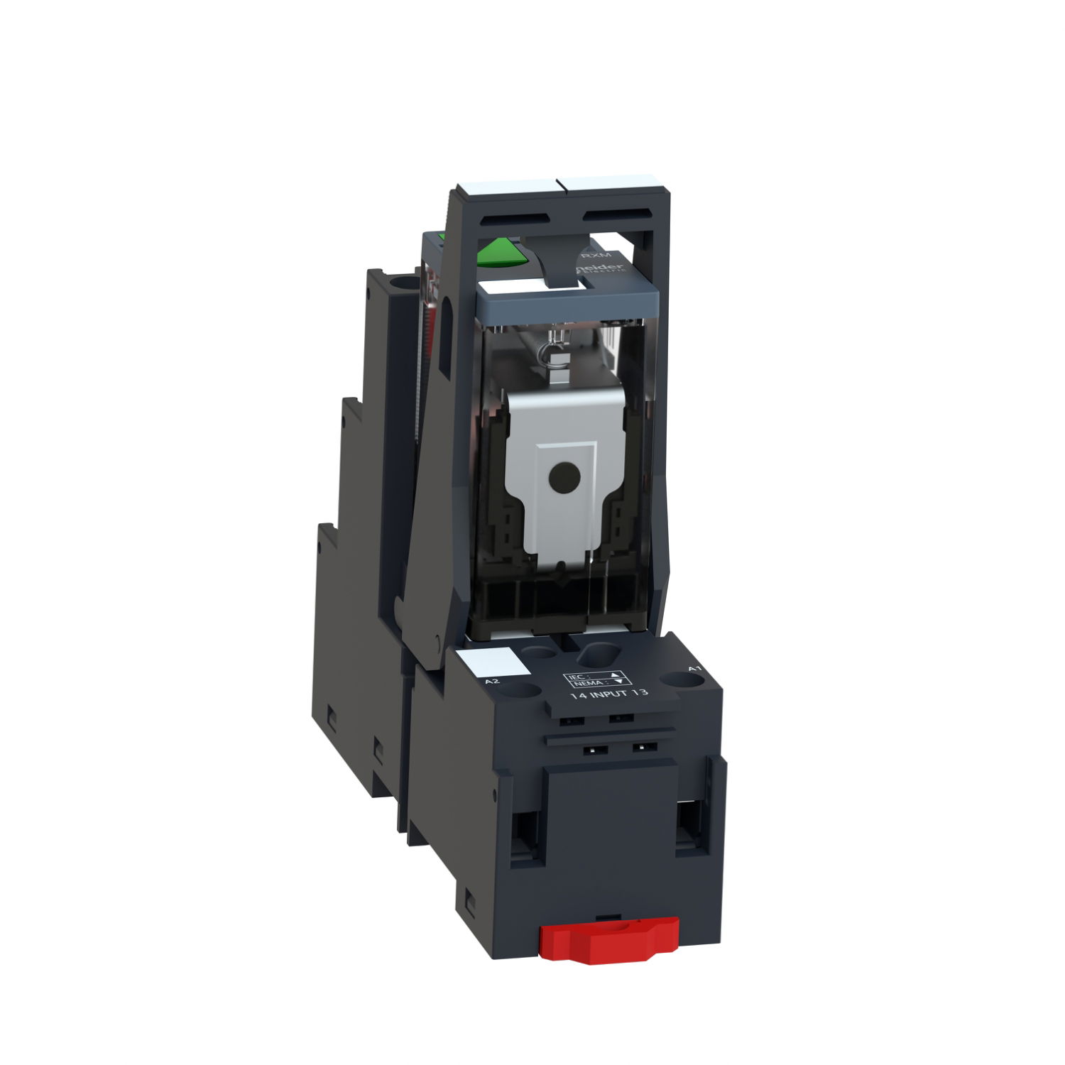 Harmony, Miniature plug-in relay pre-assembled, 12 A, 2 CO, with LED, with lockable test button, separate terminals socket, 24 V AC – Image 3 of 10