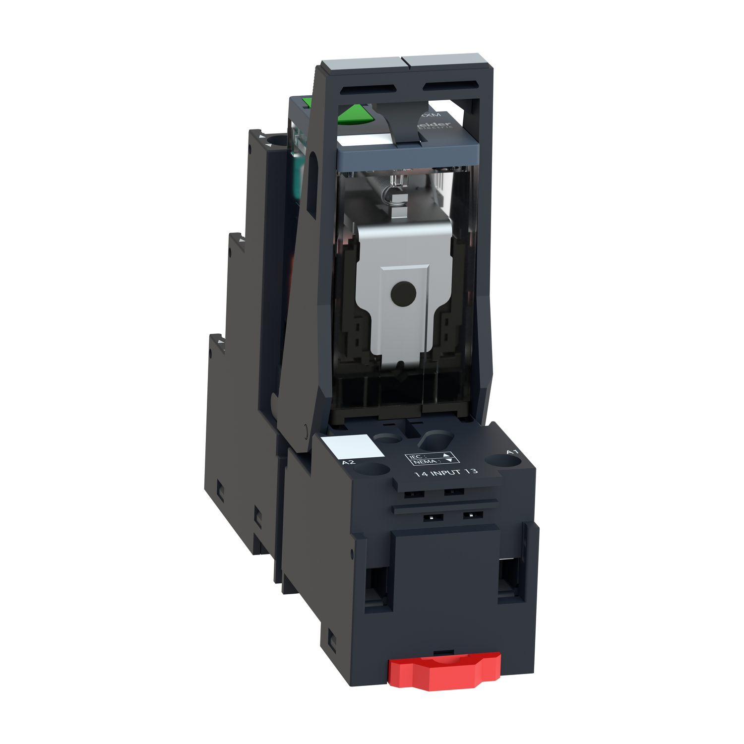 Harmony, Miniature plug-in relay pre-assembled, 6 A, 4 CO, with LED, with lockable test button, separate terminals socket, 24 V DC – Image 3 of 10