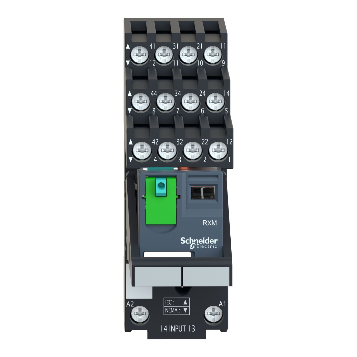 Harmony, Miniature plug-in relay pre-assembled, 6 A, 4 CO, with LED, with lockable test button, separate terminals socket, 24 V DC – Image 4 of 10