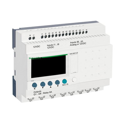 Compact smart relay Zelio Logic - 20 I O - 12 VDC - clock - display