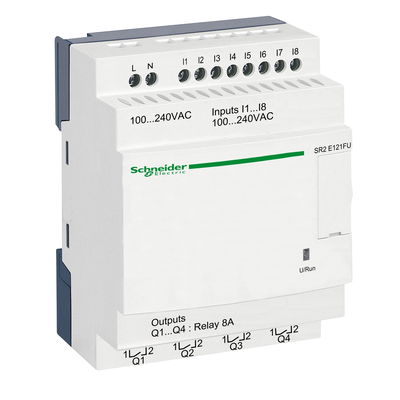 Compact smart relay Zelio Logic - 12 I O - 100..240 V AC - clock - no display