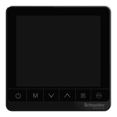SpaceLogic thermostat, fan coil on/off, networking, touchscreen, 4P, ECM fan 0-10V, modbus, external sensor, 240V, black