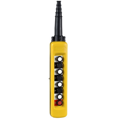 Pendant control station, plastic, yellow, 8 push buttons