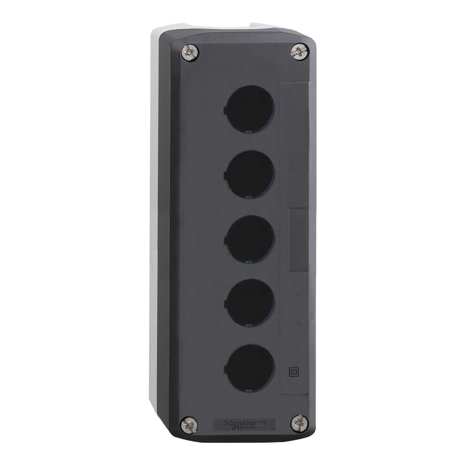Empty enclosure, plastic, dark grey lid, for push button Ø22, 5 cut-outs