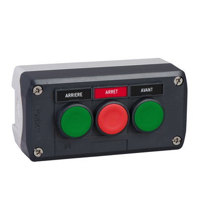 Dark grey station - green flush/red flush/green flush pushbuttons Ø22
