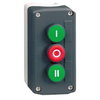 Dark grey station - green flush/red flush/green flush pushbuttons Ø22