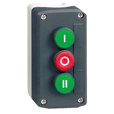 Dark grey station - green flush/red flush/green flush pushbuttons Ø22