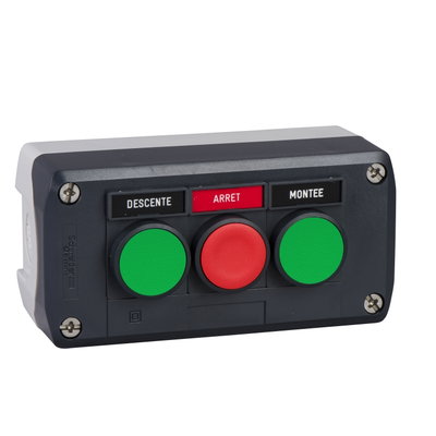 Dark grey station - green flush/red flush/green flush pushbuttons Ø22