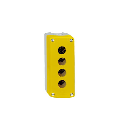 Yellow empty enclosure lid with light grey base - 4 cut-outs