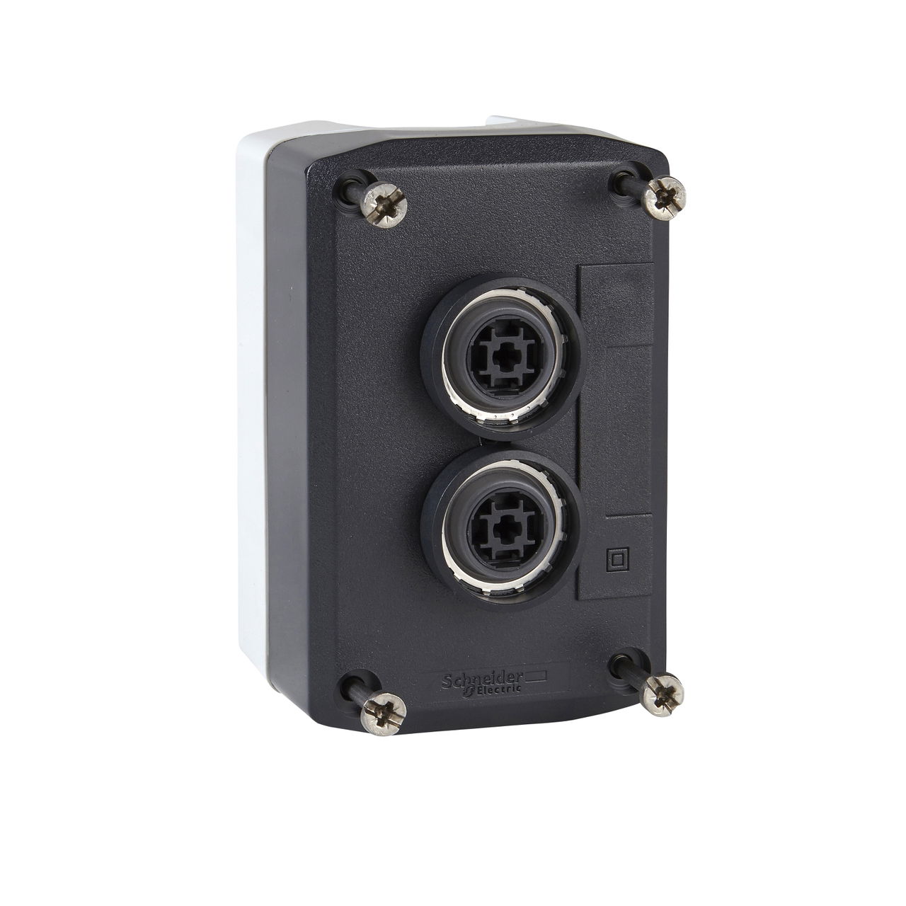 Dark grey station - white flush/black flush pushbuttons Ø22 spring return
