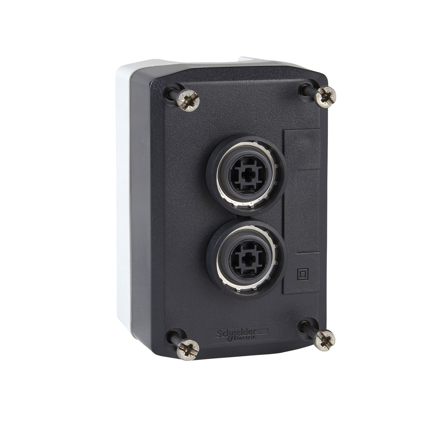 Dark grey station - white flush/black flush pushbuttons Ø22 spring return