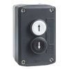 Control station, plastic, dark grey lid, 2 flush push buttons Ø22, marked UP ARROW DOWN ARROW, 2 NO