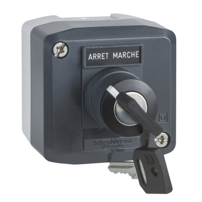 Dark grey station - 1 selector switch Ø22 key switch 1NO