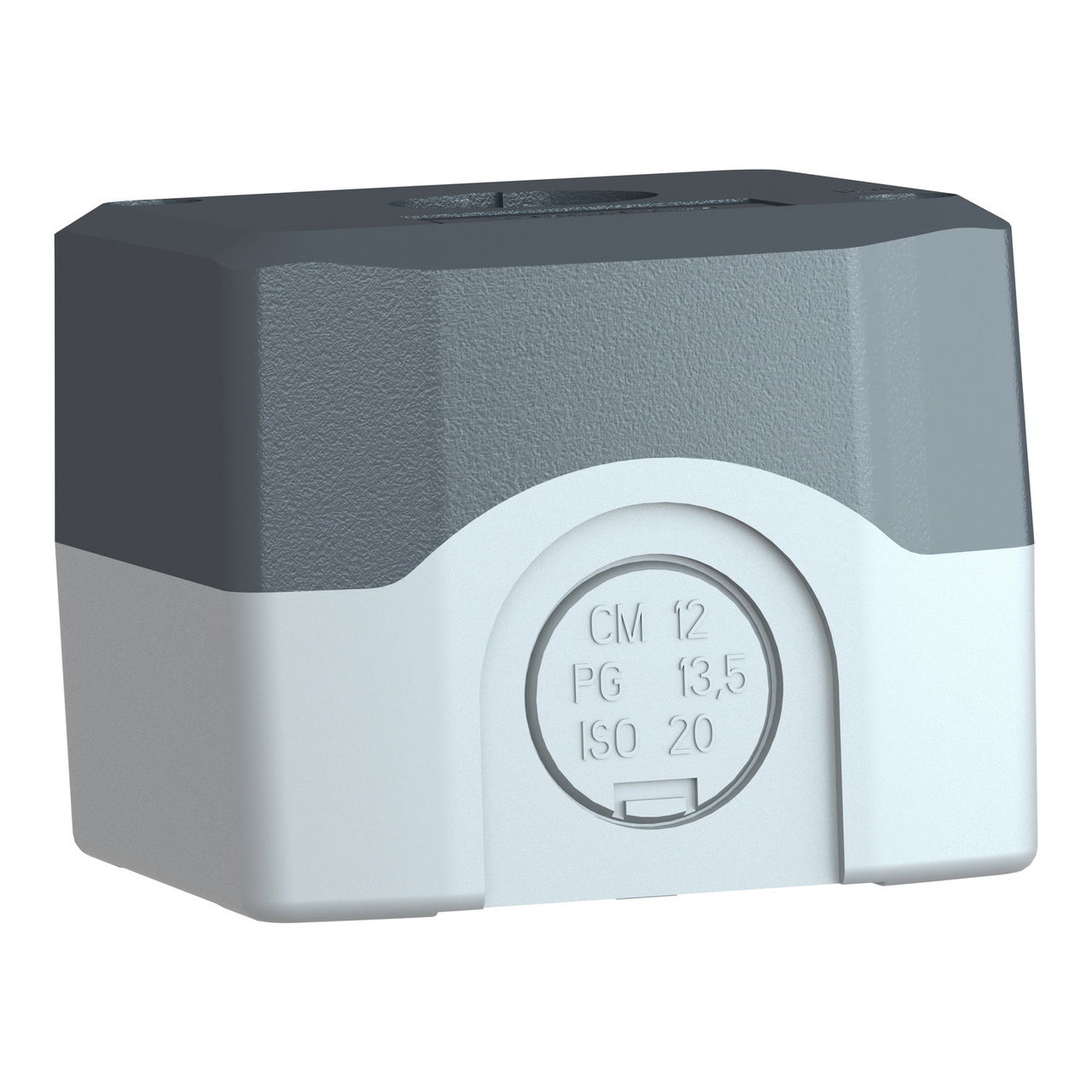 Empty enclosure, plastic, dark grey lid, for push button Ø22, 1 cut-out – Image 3 of 10