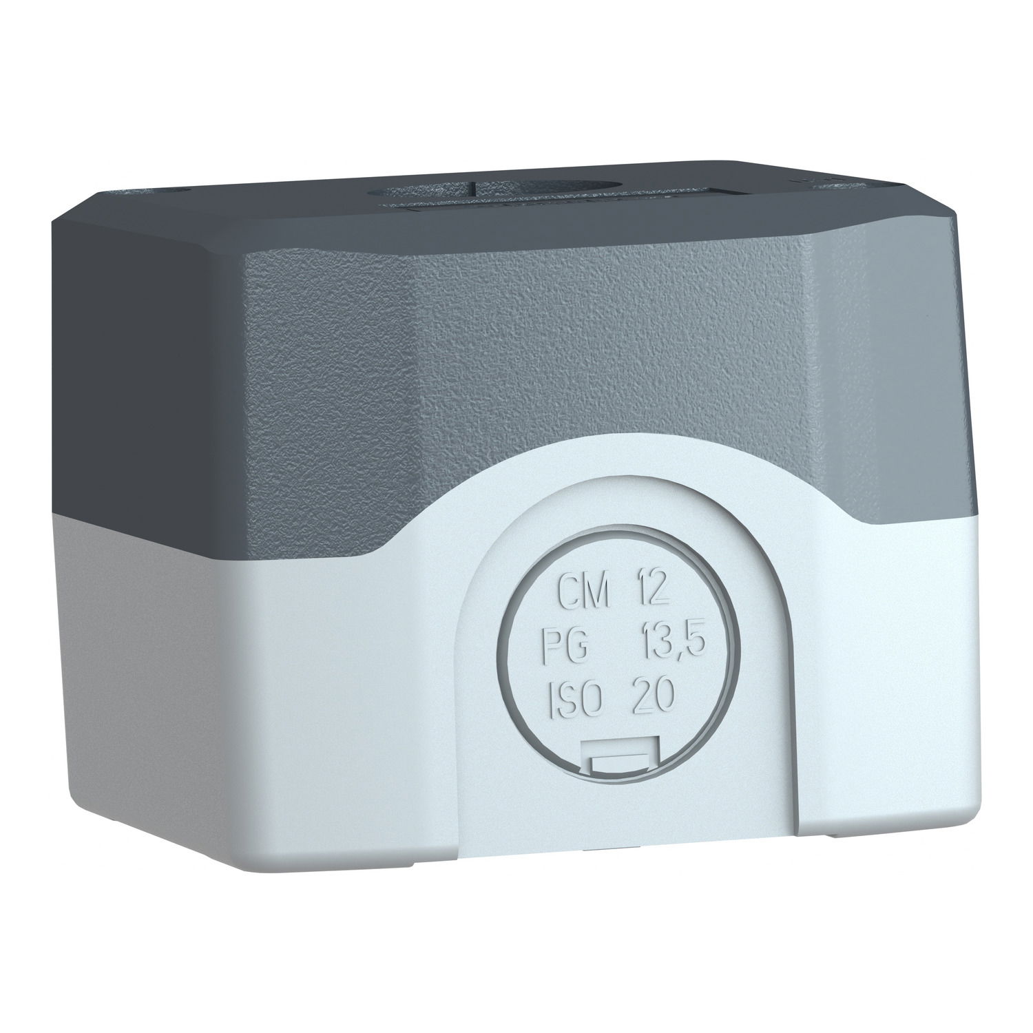 Empty enclosure, plastic, dark grey lid, for push button Ø22, 1 cut-out – Image 3 of 10