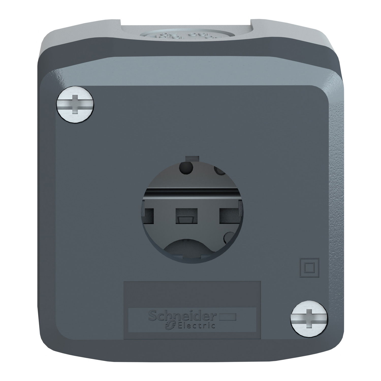 Empty enclosure, plastic, dark grey lid, for push button Ø22, 1 cut-out – Image 4 of 10
