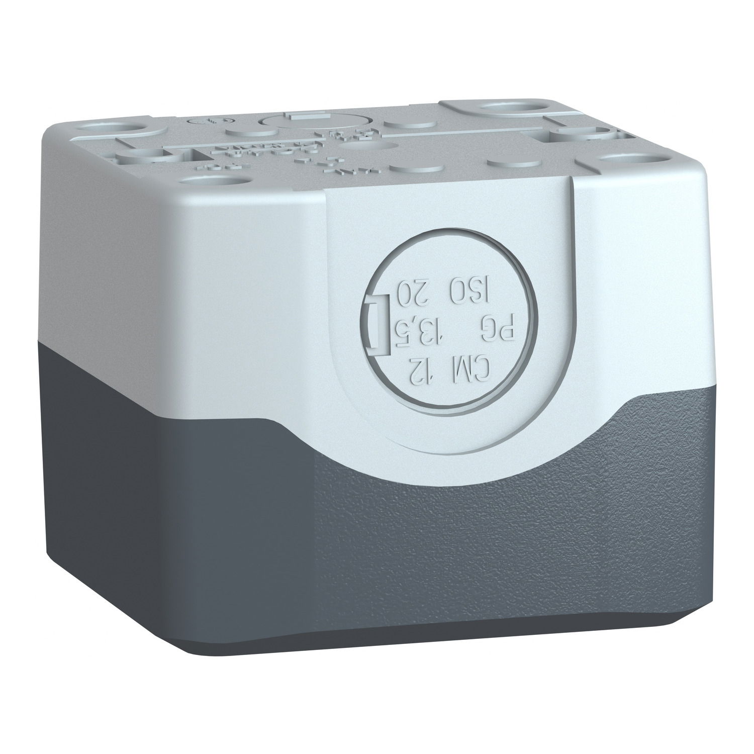 Empty enclosure, plastic, dark grey lid, for push button Ø22, 1 cut-out – Image 5 of 10