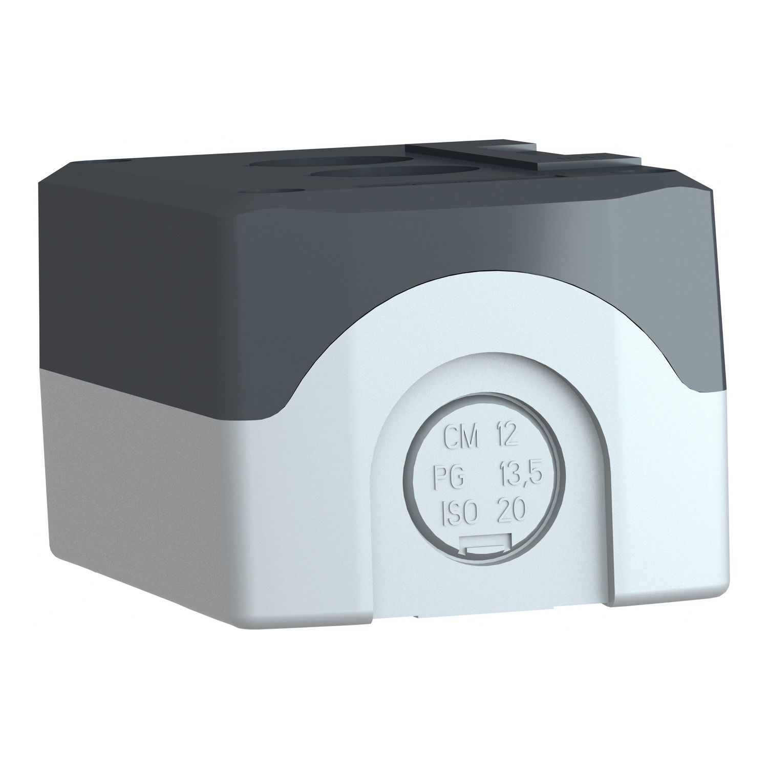 Empty enclosure, plastic, dark grey lid, for push button Ø22, 2 cut-outs – Image 3 of 10