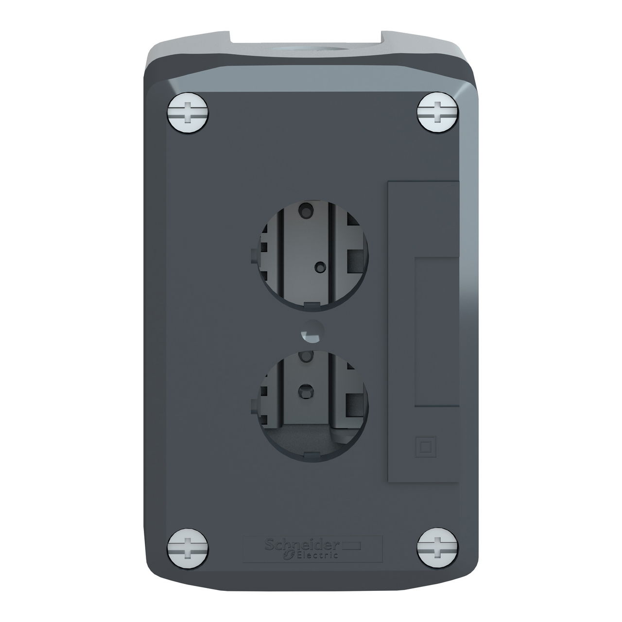 Empty enclosure, plastic, dark grey lid, for push button Ø22, 2 cut-outs – Image 4 of 10