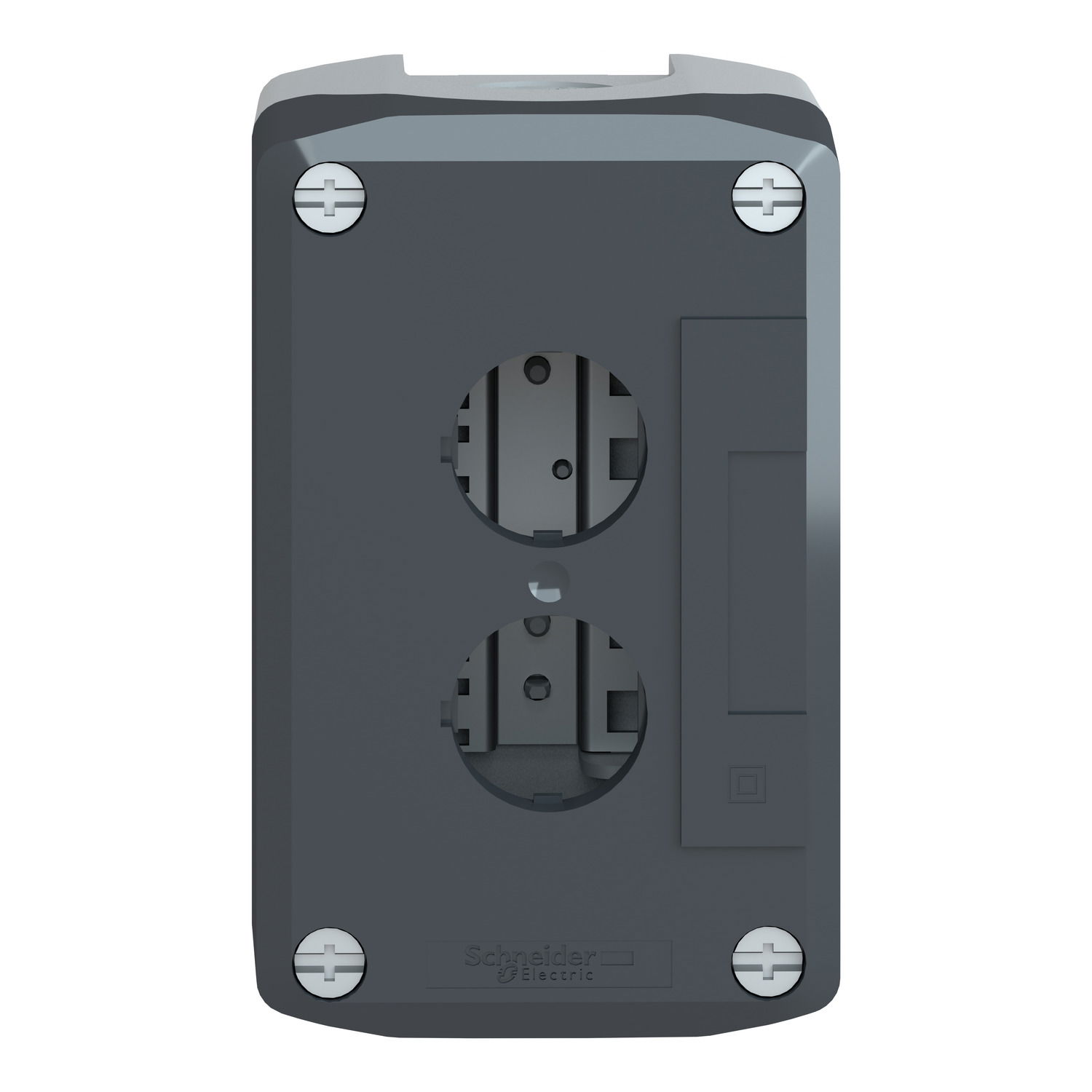 Empty enclosure, plastic, dark grey lid, for push button Ø22, 2 cut-outs – Image 4 of 10