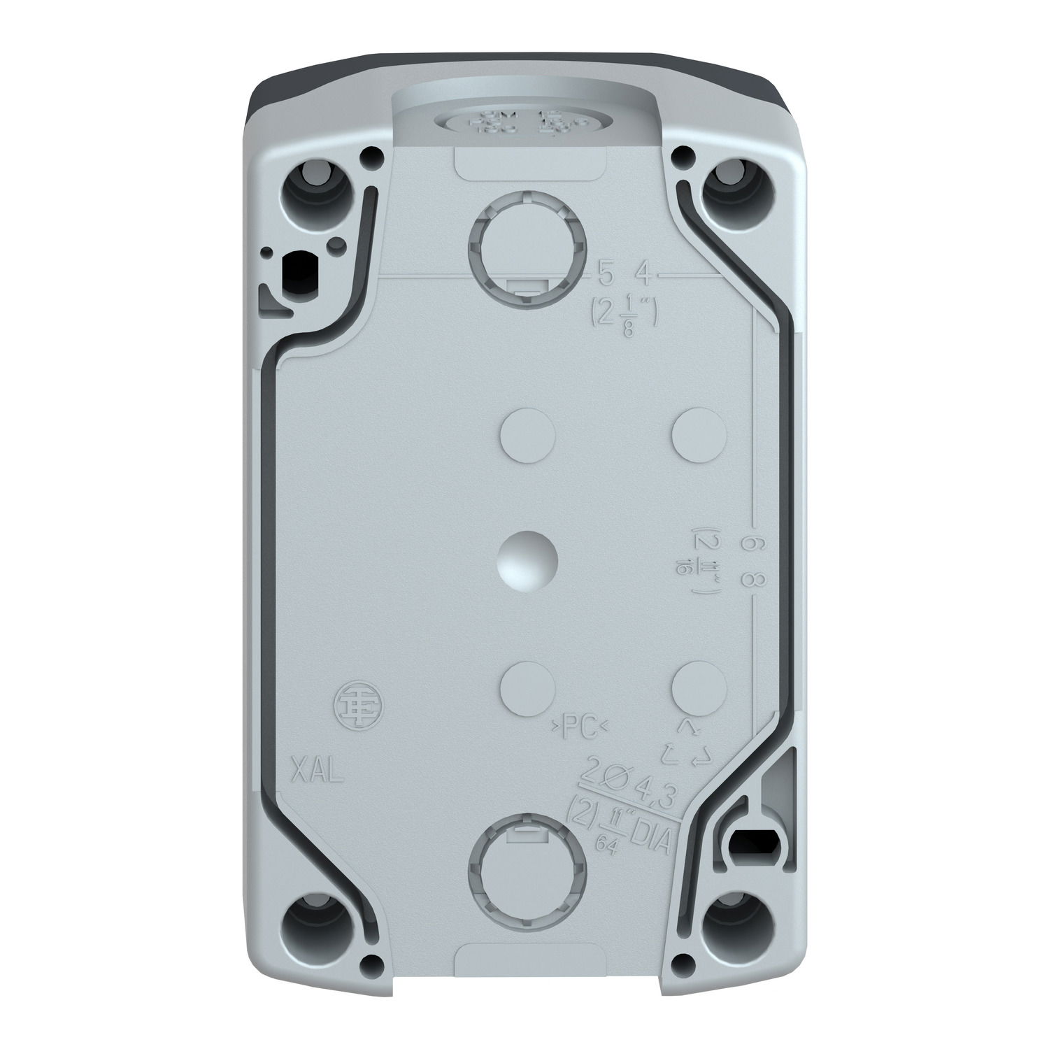 Empty enclosure, plastic, dark grey lid, for push button Ø22, 2 cut-outs – Image 2 of 10