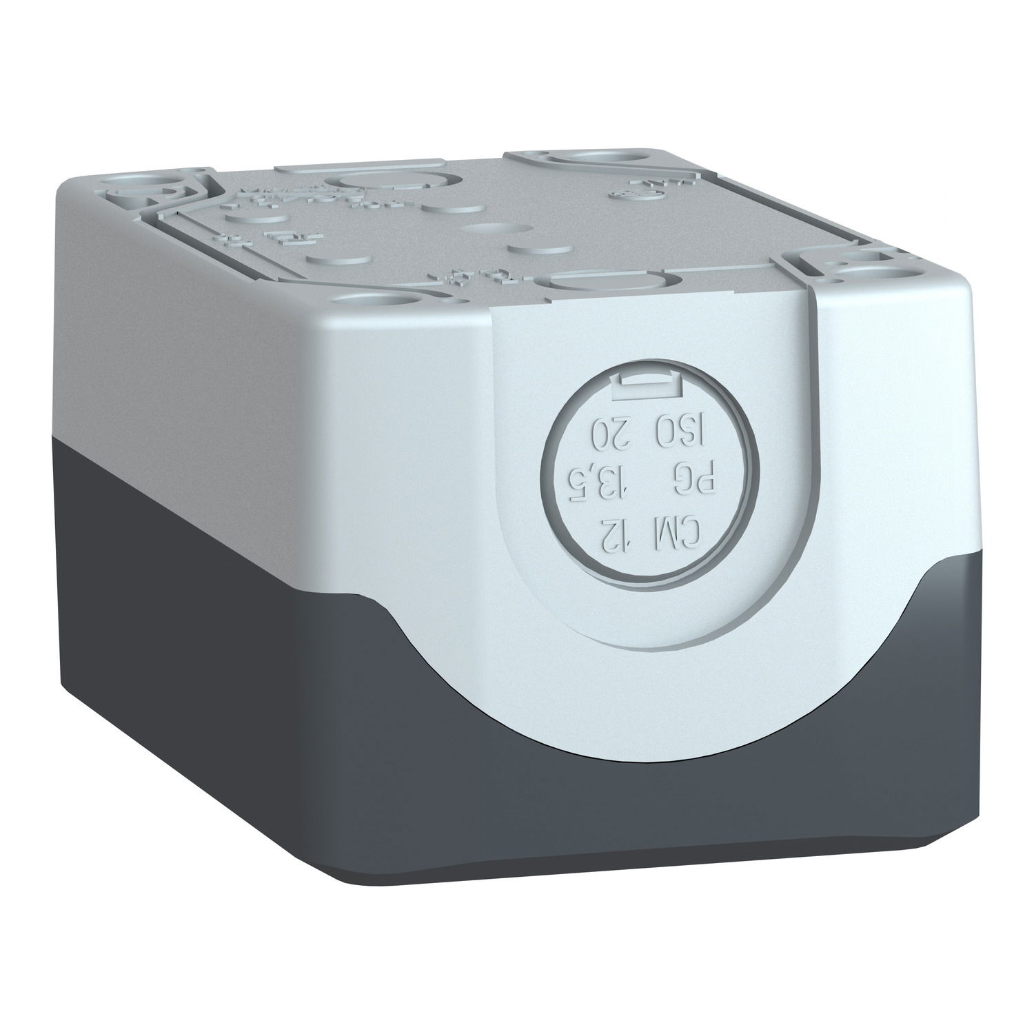 Empty enclosure, plastic, dark grey lid, for push button Ø22, 2 cut-outs – Image 5 of 10
