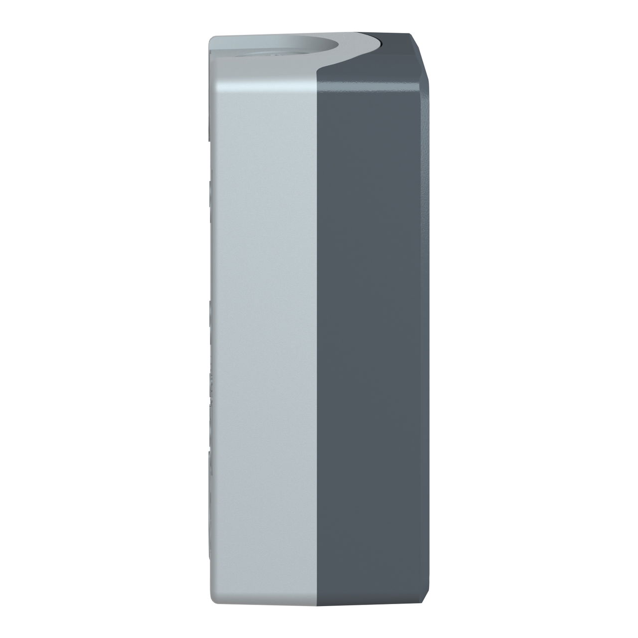 Dark grey empty enclosure lid with light grey base - 3 cut-outs – Image 6 of 10