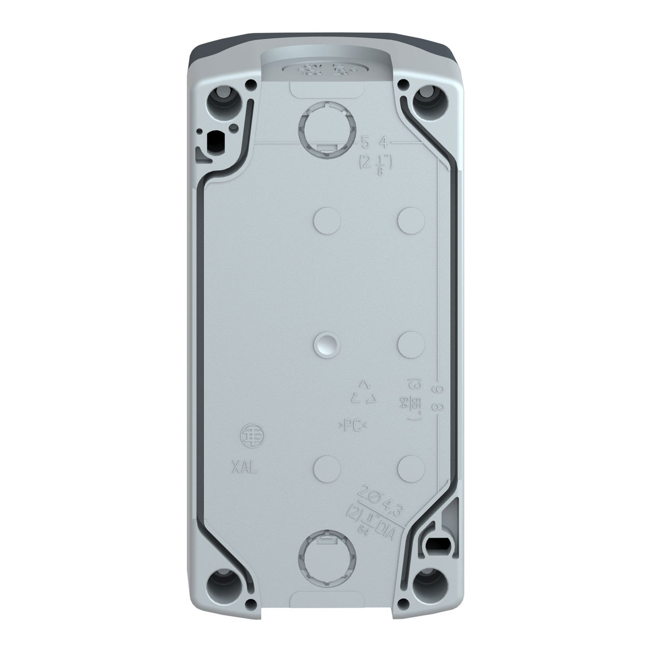 Dark grey empty enclosure lid with light grey base - 3 cut-outs – Image 2 of 10