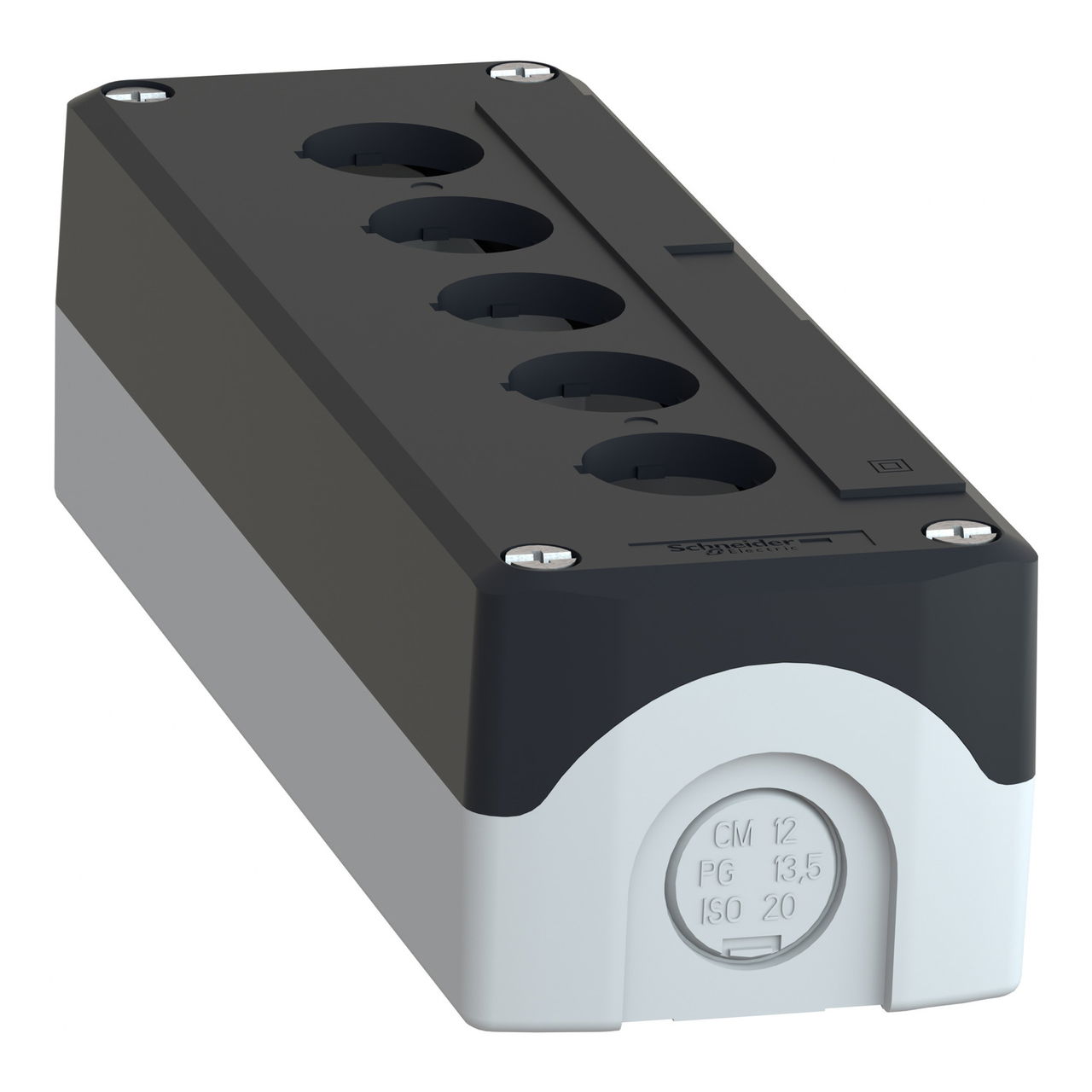 Empty enclosure, plastic, dark grey lid, for push button Ø22, 5 cut-outs – Image 3 of 10
