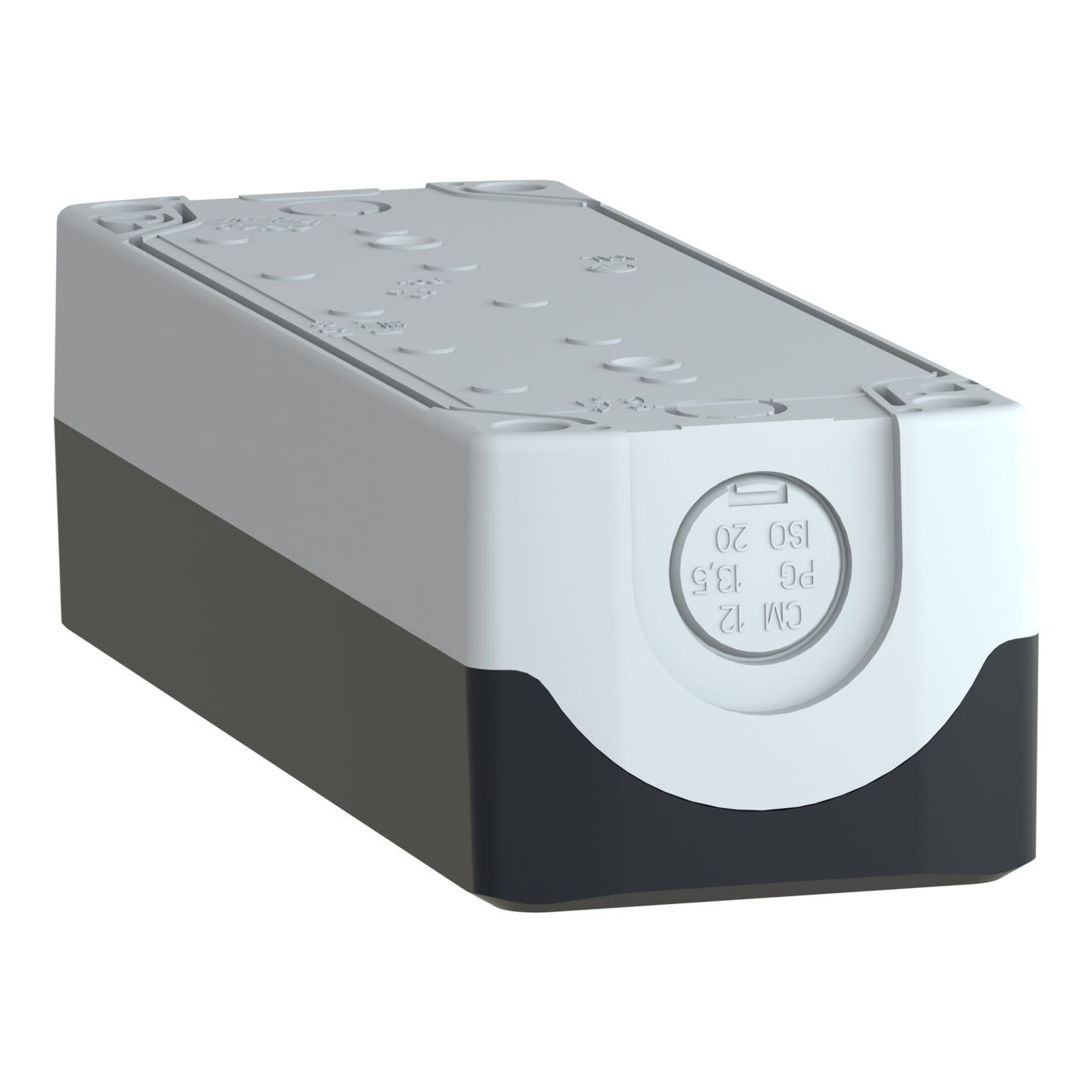 Empty enclosure, plastic, dark grey lid, for push button Ø22, 5 cut-outs – Image 5 of 10