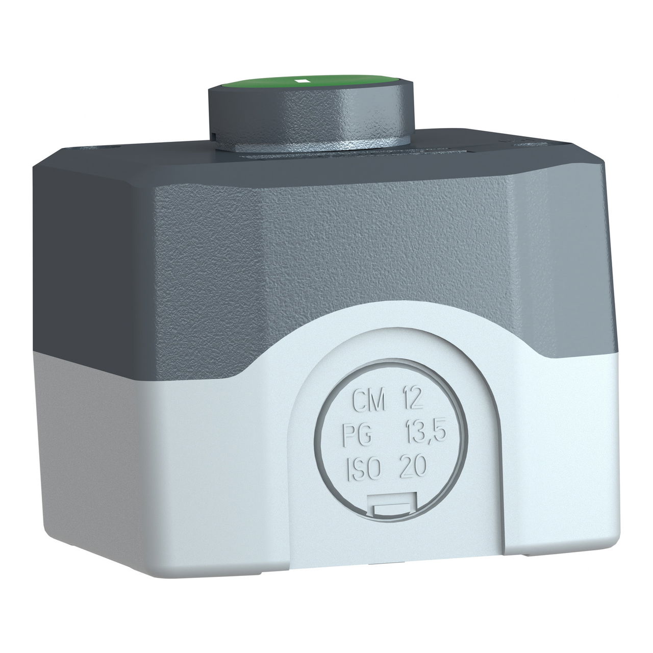 Control station, plastic, dark grey lid, 1 green flush push button Ø22, spring return, marked I, 1 NO – Image 3 of 10