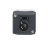 Control station, plastic, dark grey lid, 1 selector key switch Ø22, 1 NO