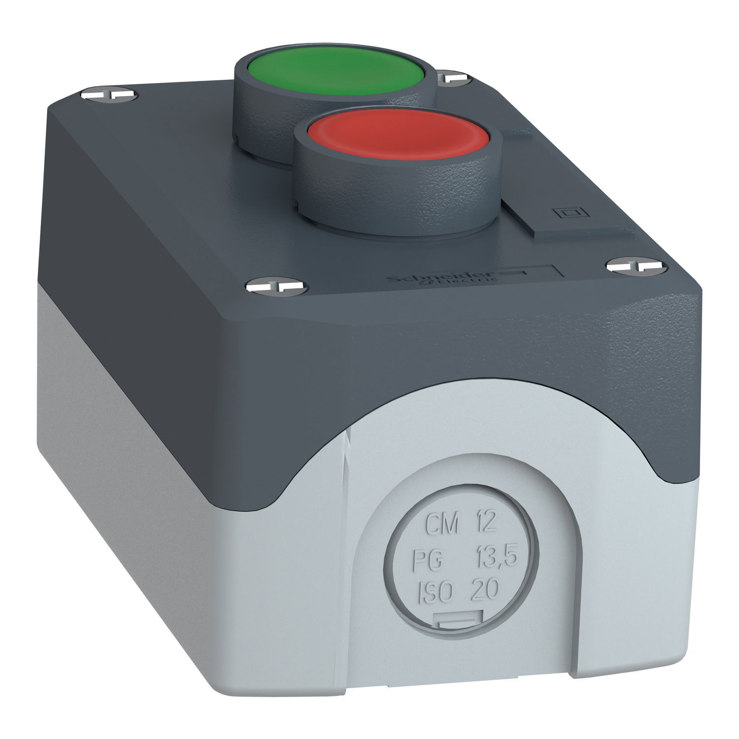 Dark grey station - green flush/red projecting pushbuttons Ø22 spring return – Image 3 of 10