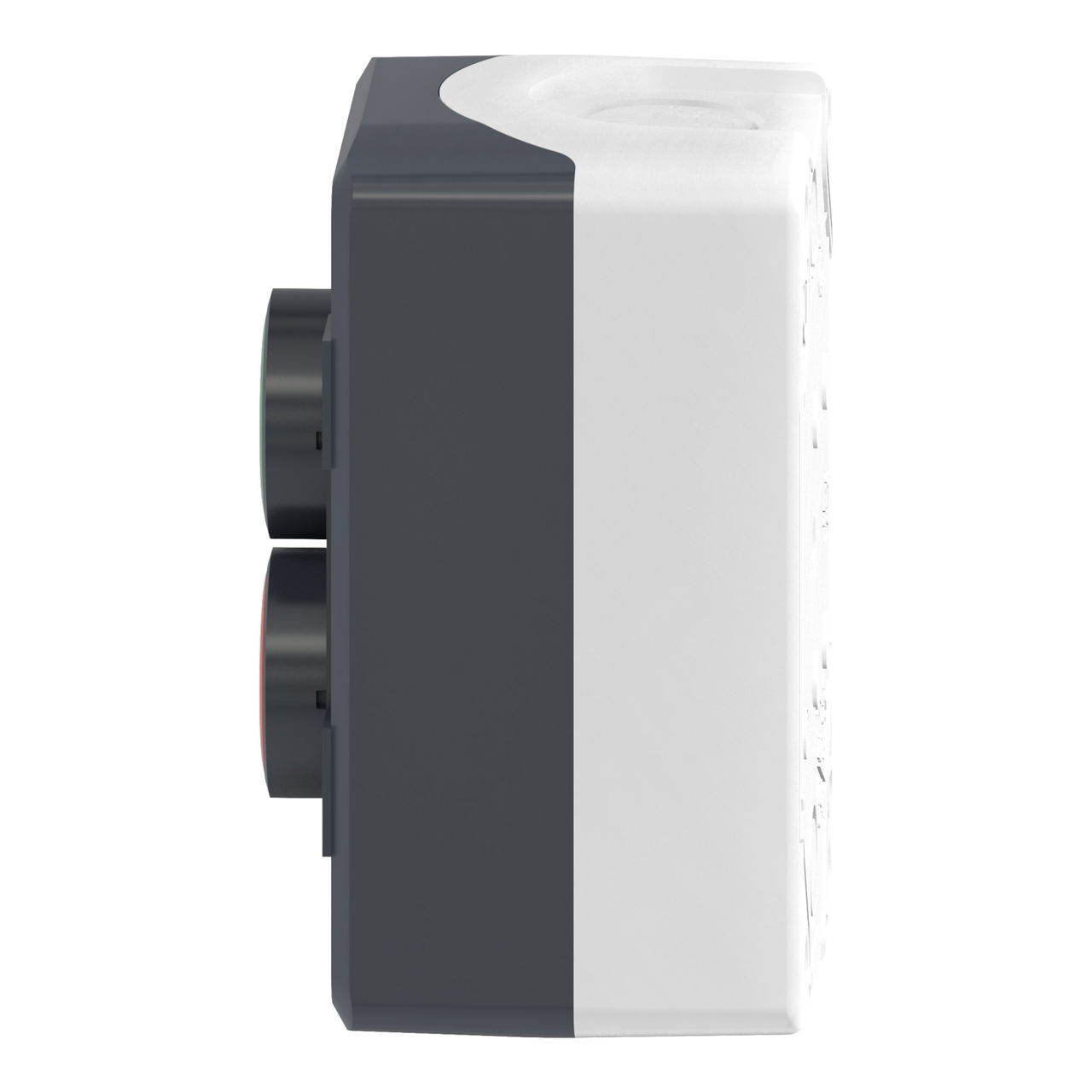 Control station, plastic, dark grey lid, 2 flush push buttons Ø22, marked START STOP, 1 NO + 1 NC – Image 7 of 10