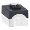 Control station, plastic, dark grey lid, 2 flush push buttons Ø22, marked UP ARROW DOWN ARROW, 2 NO