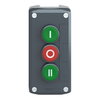 Dark grey station - green flush/red flush/green flush pushbuttons Ø22