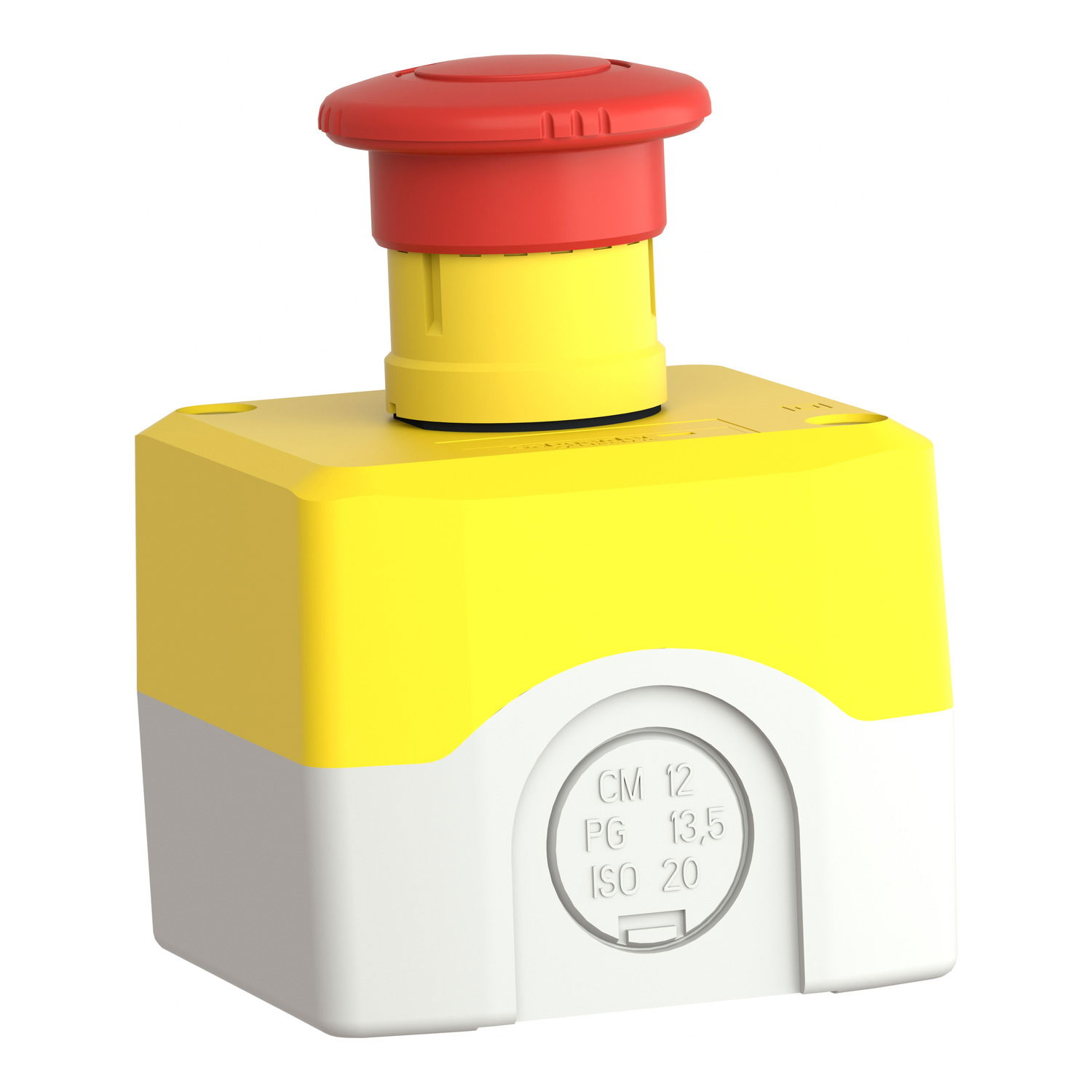 Harmony, Control station, plastic, yellow, 1 red mushroom head push button Ø40, emergency stop turn to release, 1 NC, legend holder EMERGENCY STOP – Image 3 of 10