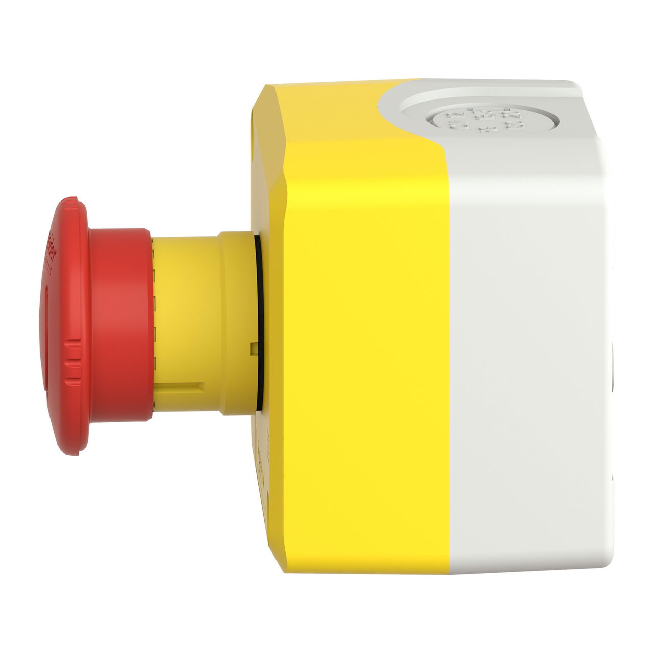 Harmony, Control station, plastic, yellow, 1 red mushroom head push button Ø40, emergency stop turn to release, 1 NC, legend holder EMERGENCY STOP – Image 7 of 10