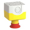 Harmony, Control station, plastic, yellow, 1 red mushroom head push button Ø40, emergency stop turn to release, 1 NC, legend holder EMERGENCY STOP