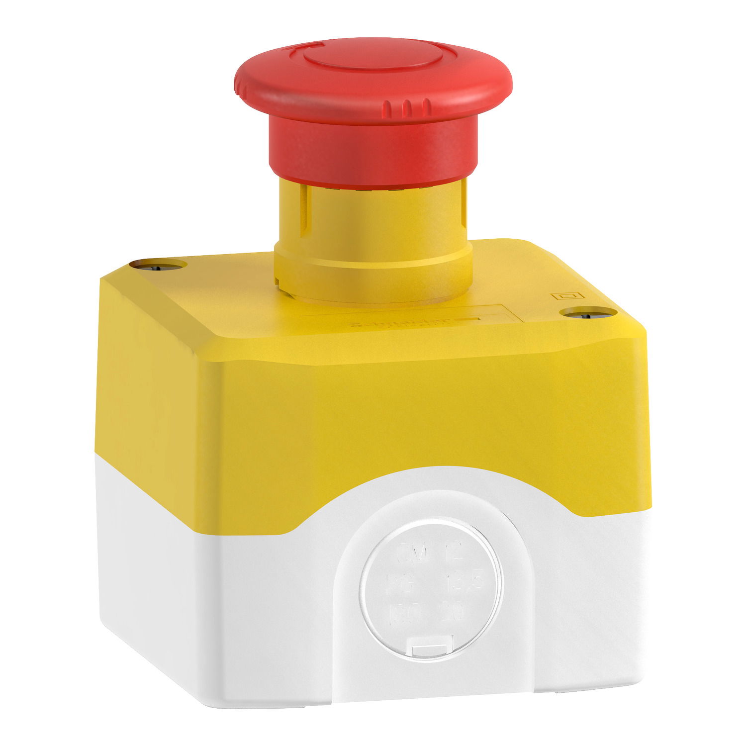 Control station, plastic, yellow lid, 1 red mushroom push button Ø40, turn to release, 2 NC – Image 3 of 10